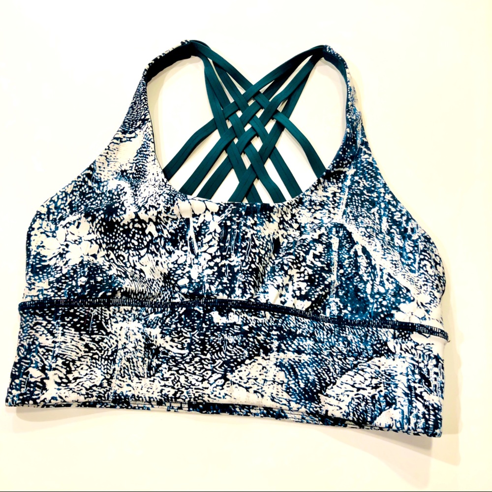 Lululemon Strappy Back Green Print Bra 6 Like new